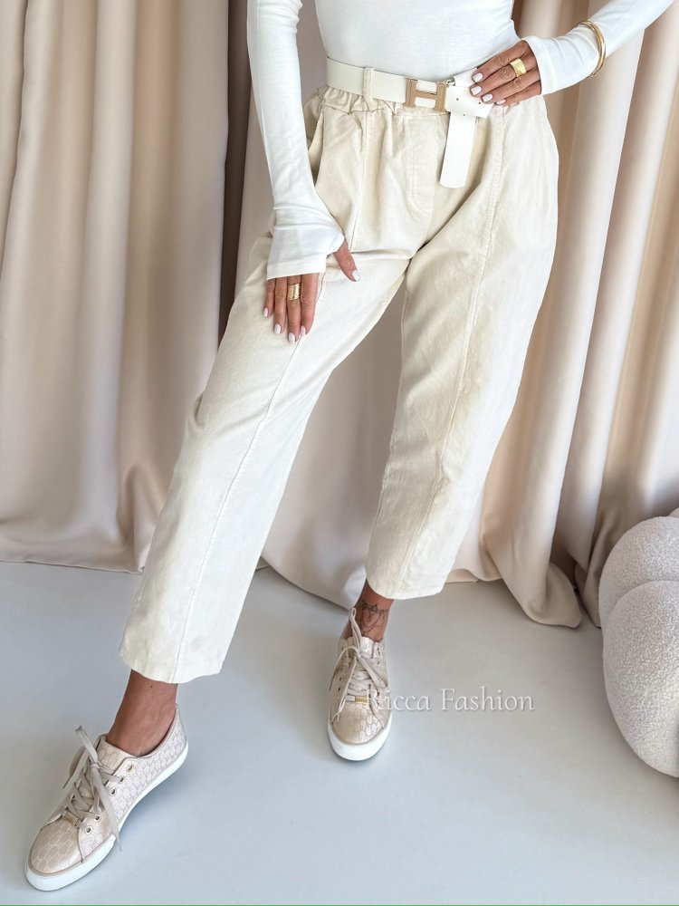 Spodnie sztruksowe SAVIO, nude