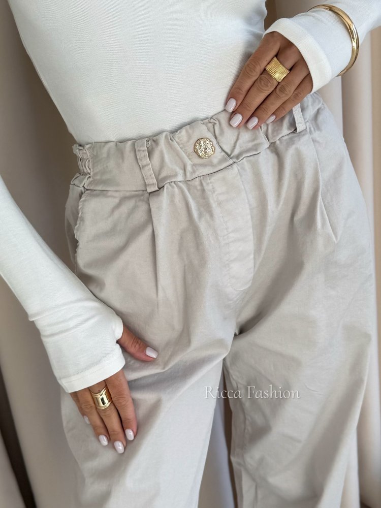 Spodnie bawełniane KIAN, nude