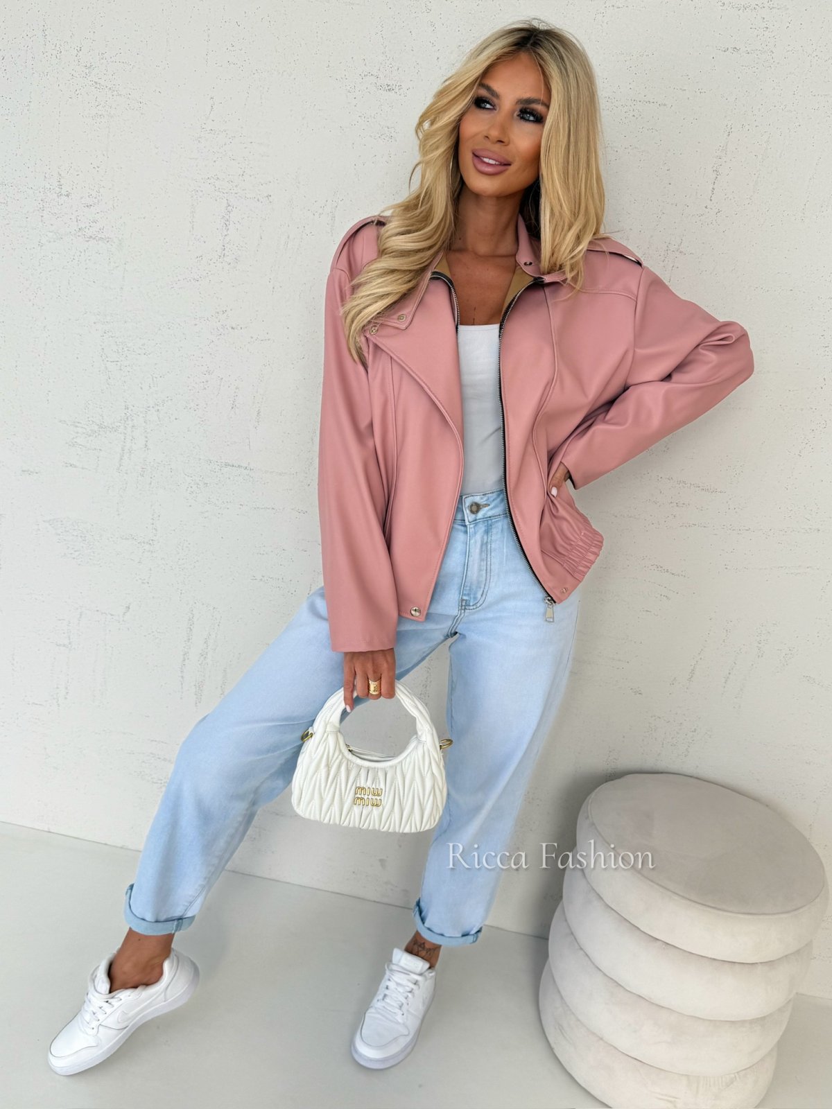 Kurtka skórzana NORELA, powder pink