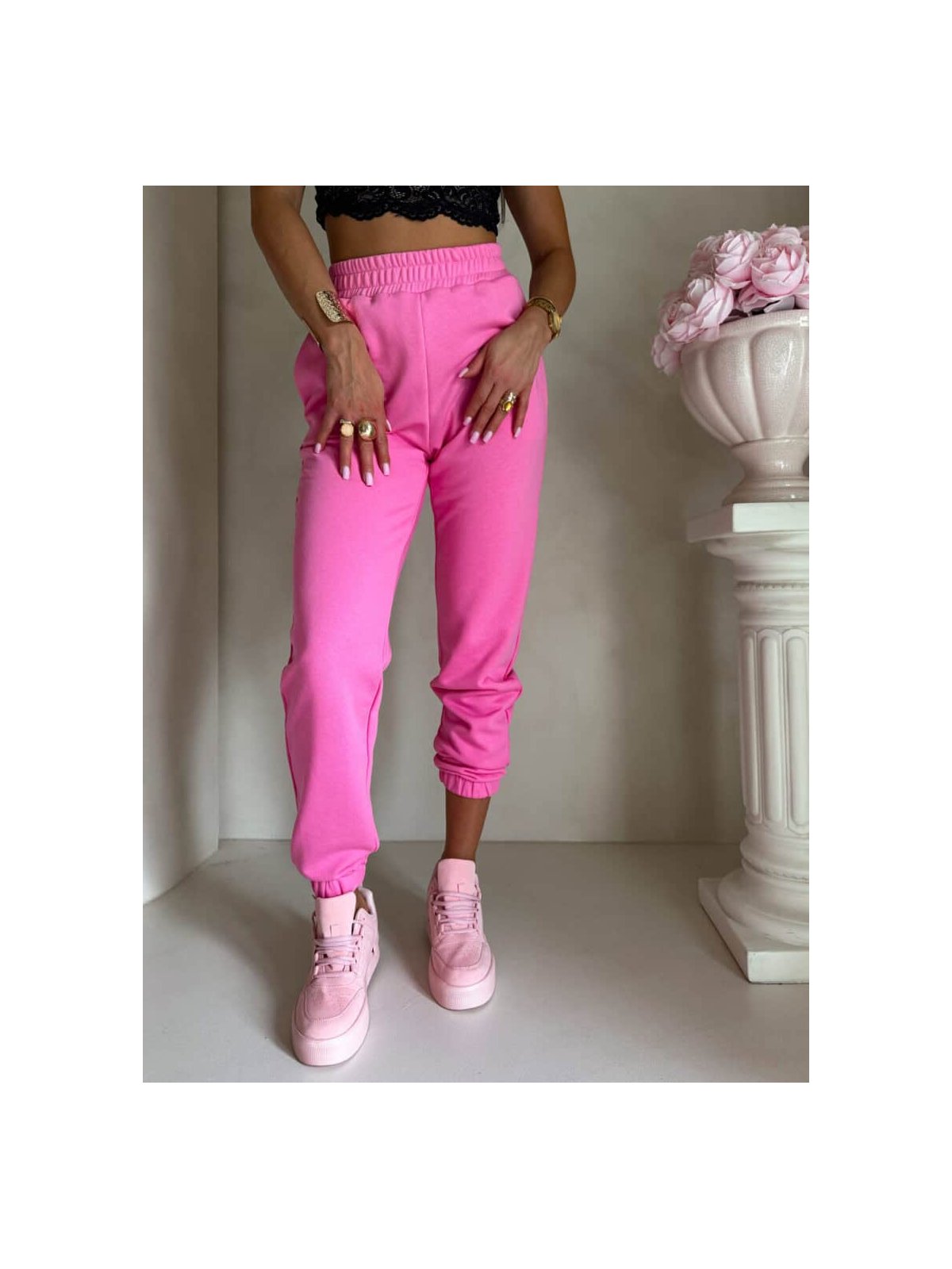 Spodnie dresowe CLASSIC, mocny róż