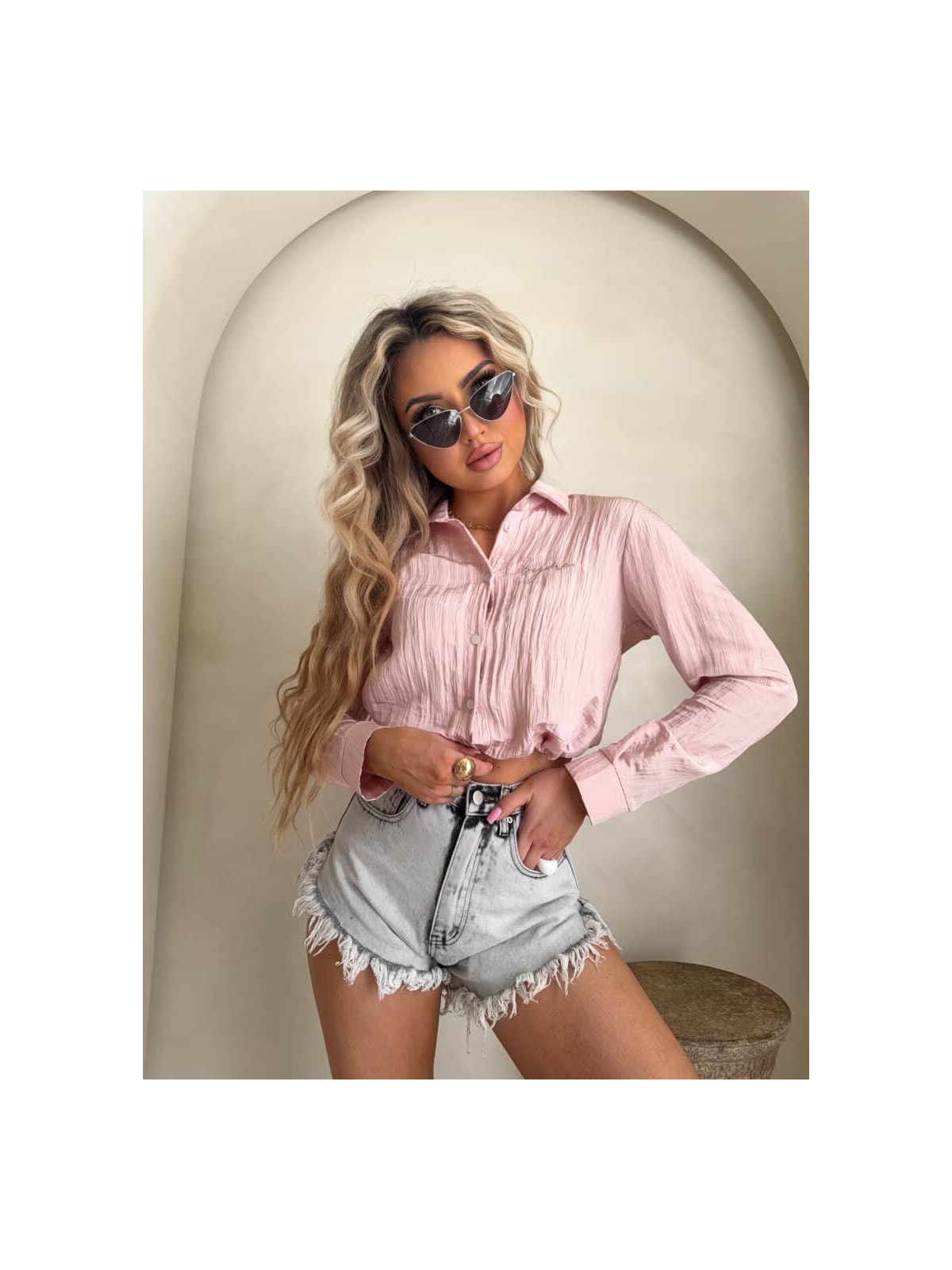 Koszula GLAM, pudrowy róż