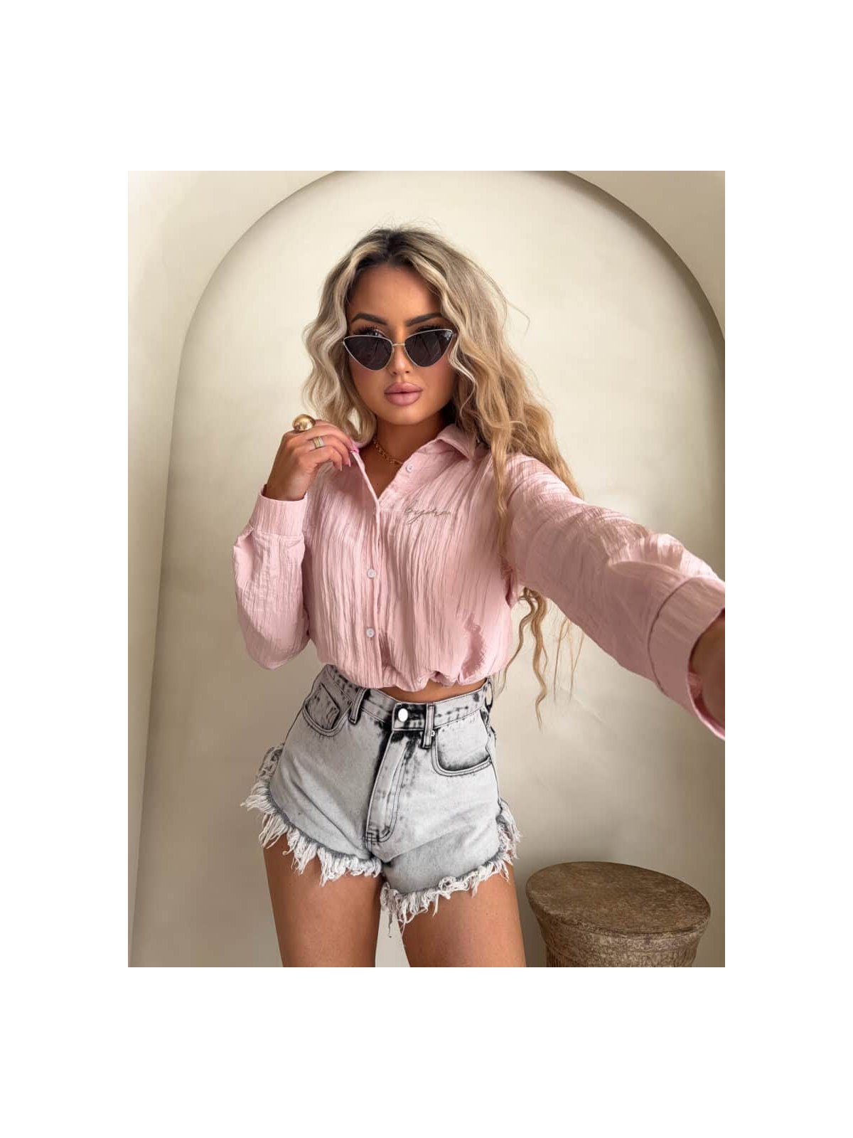 Koszula GLAM, pudrowy róż