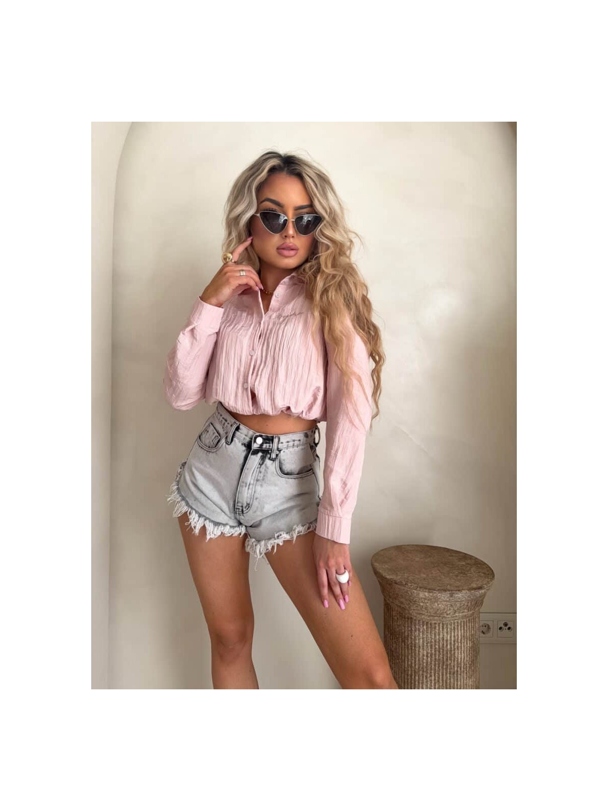 Koszula GLAM, pudrowy róż