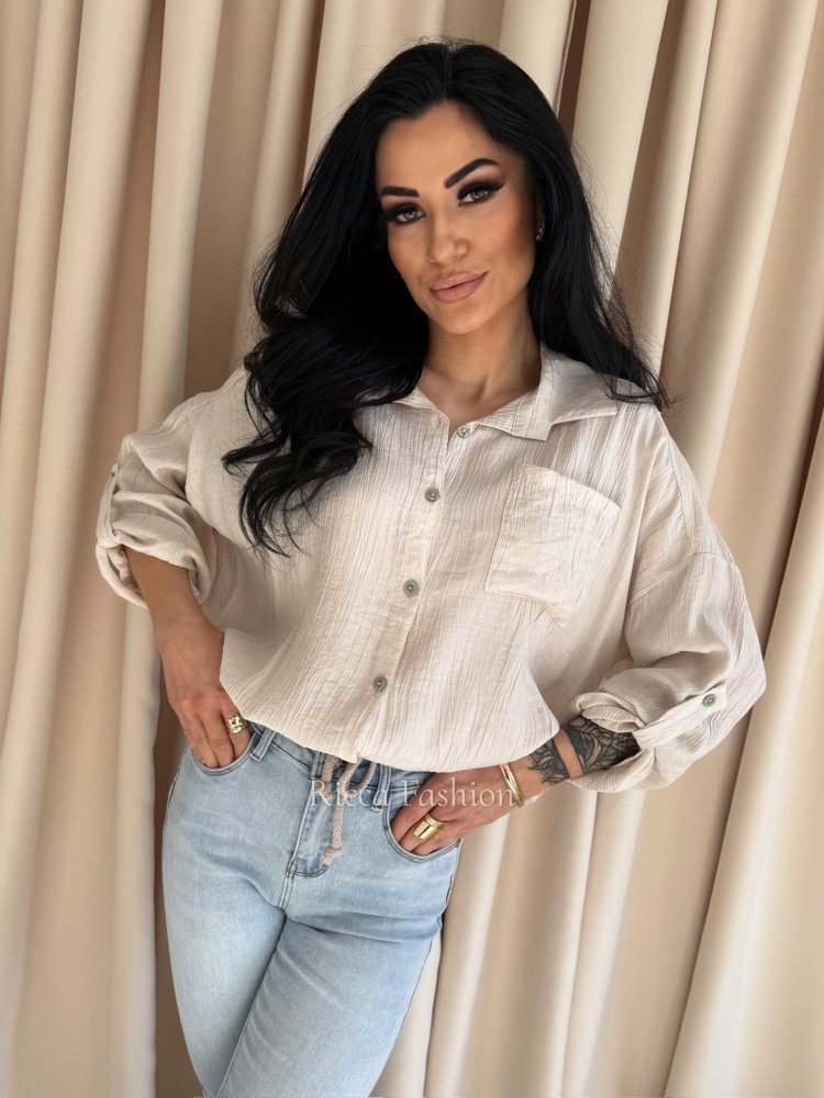 Koszula z wiskozy ISMENA, nude