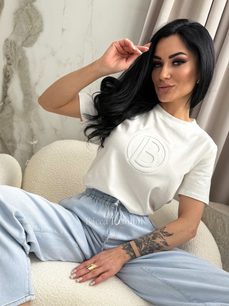 T-shirt bawełniany VIVA, ecru