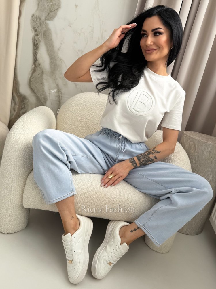 T-shirt bawełniany VIVA, ecru