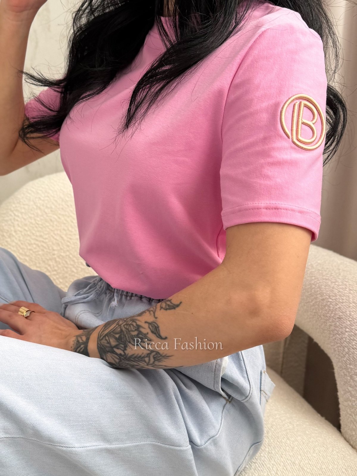 T-shirt bawełniany LILI, sweet pink
