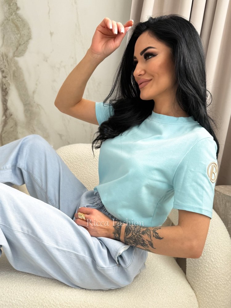 T-shirt bawełniany LILI, blue