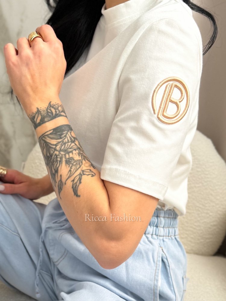 T-shirt bawełniany LILI, ecru