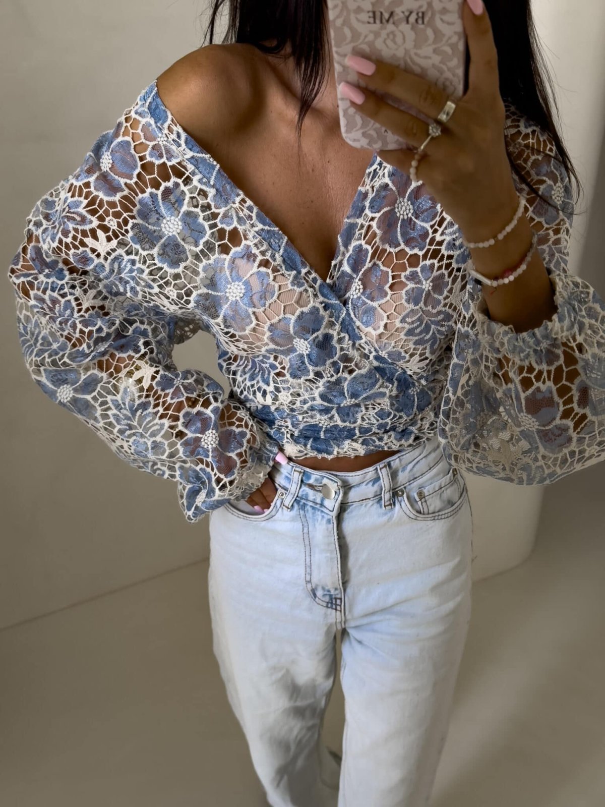 Kimono AŻUROWE – niebieski