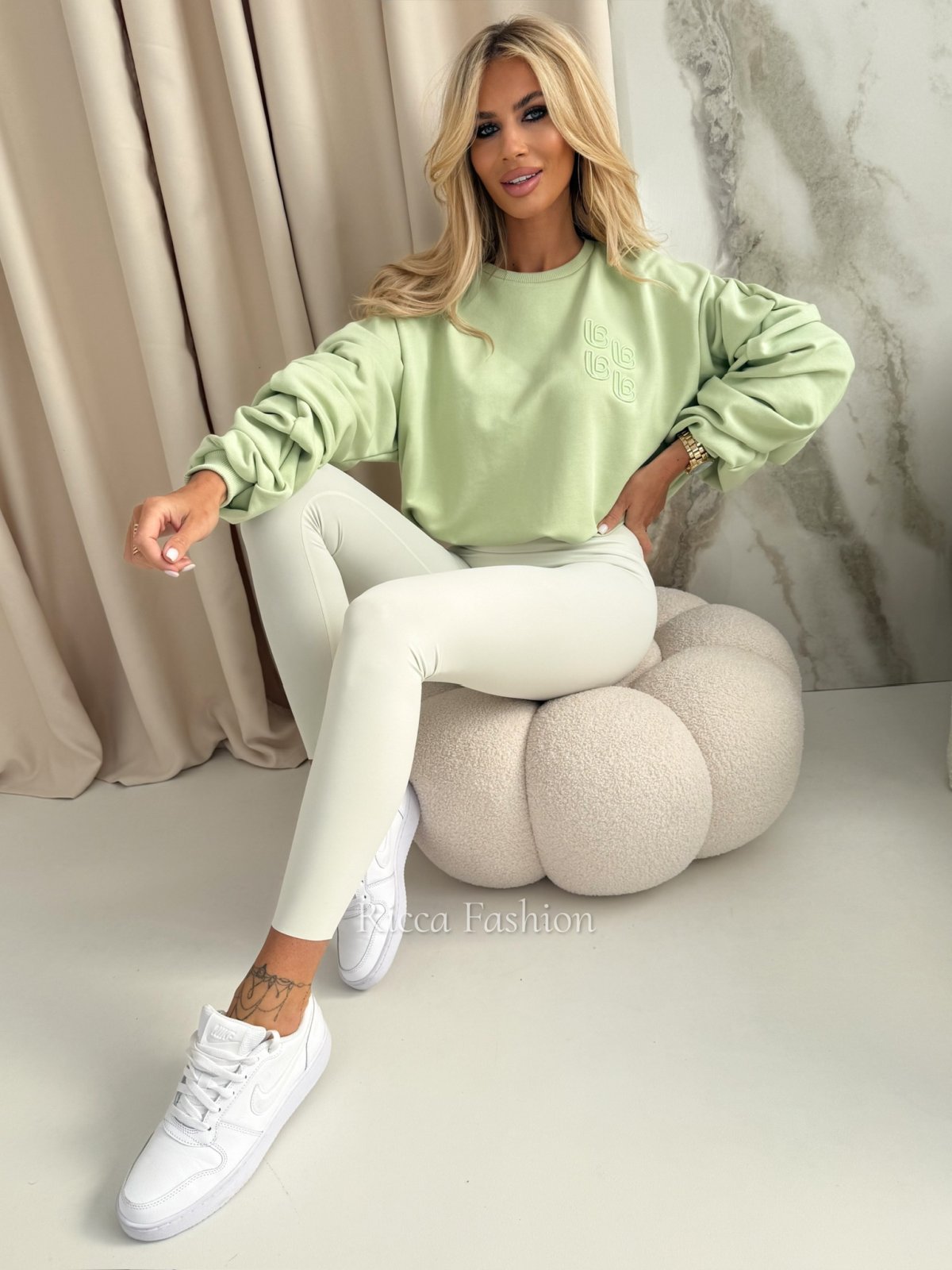 Bluza bawełniana VIVIANA SPRING, pistachio