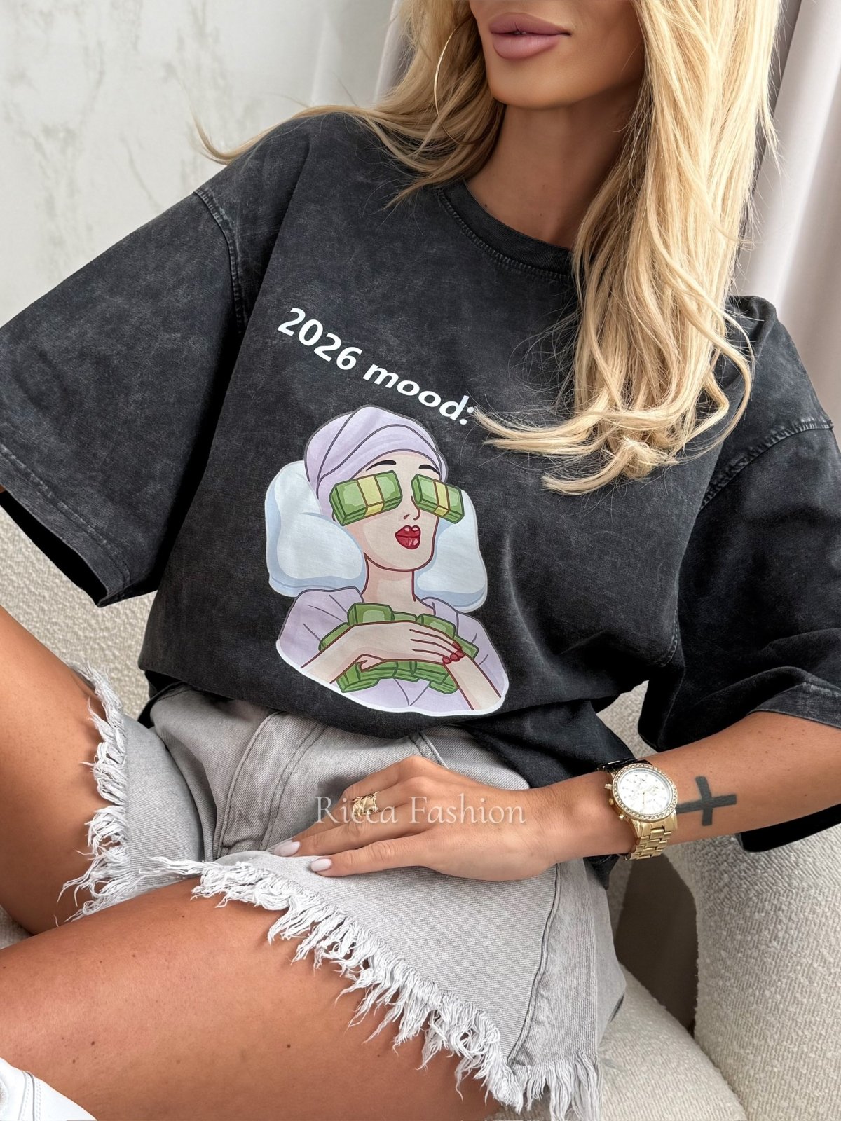 T-shirt dekatyzowany MOOD, dark grey