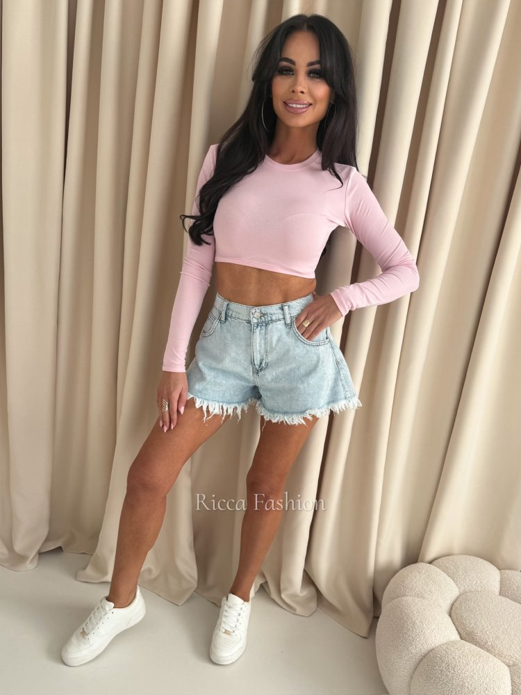 Bluzka bawełniana z długim rękawem CASSY, rosa