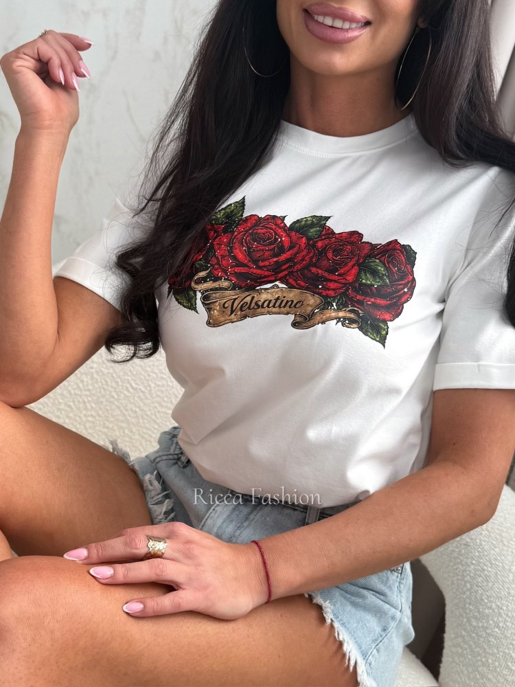 T-shirt ROCK ROSSES, white