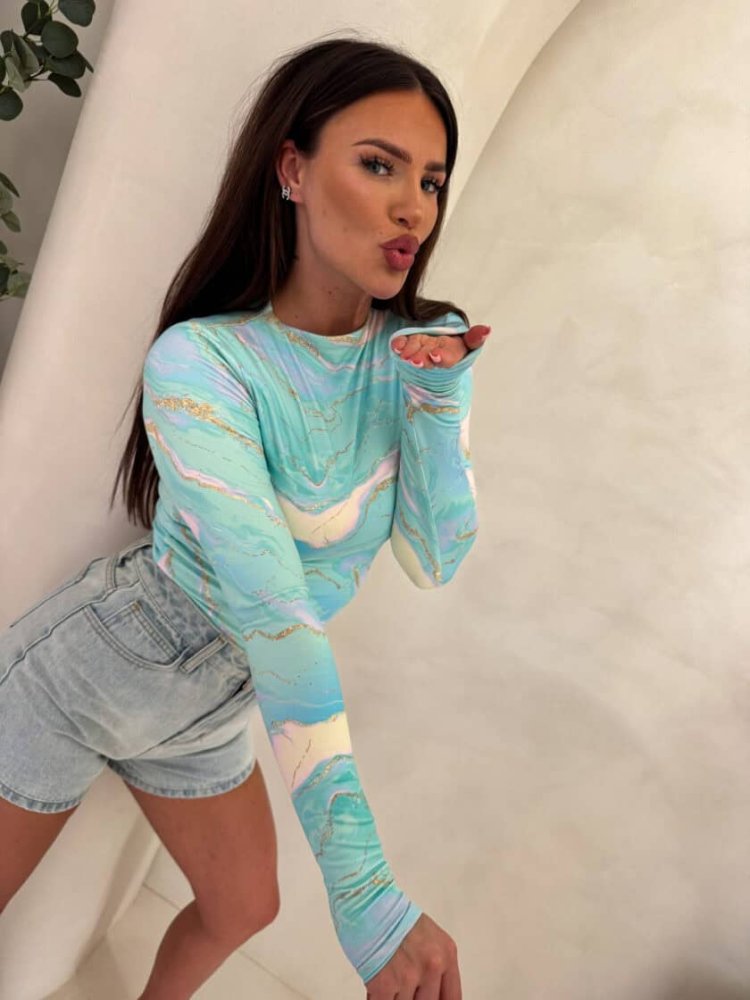 Bluzka SKIN MARMUREK – lazur