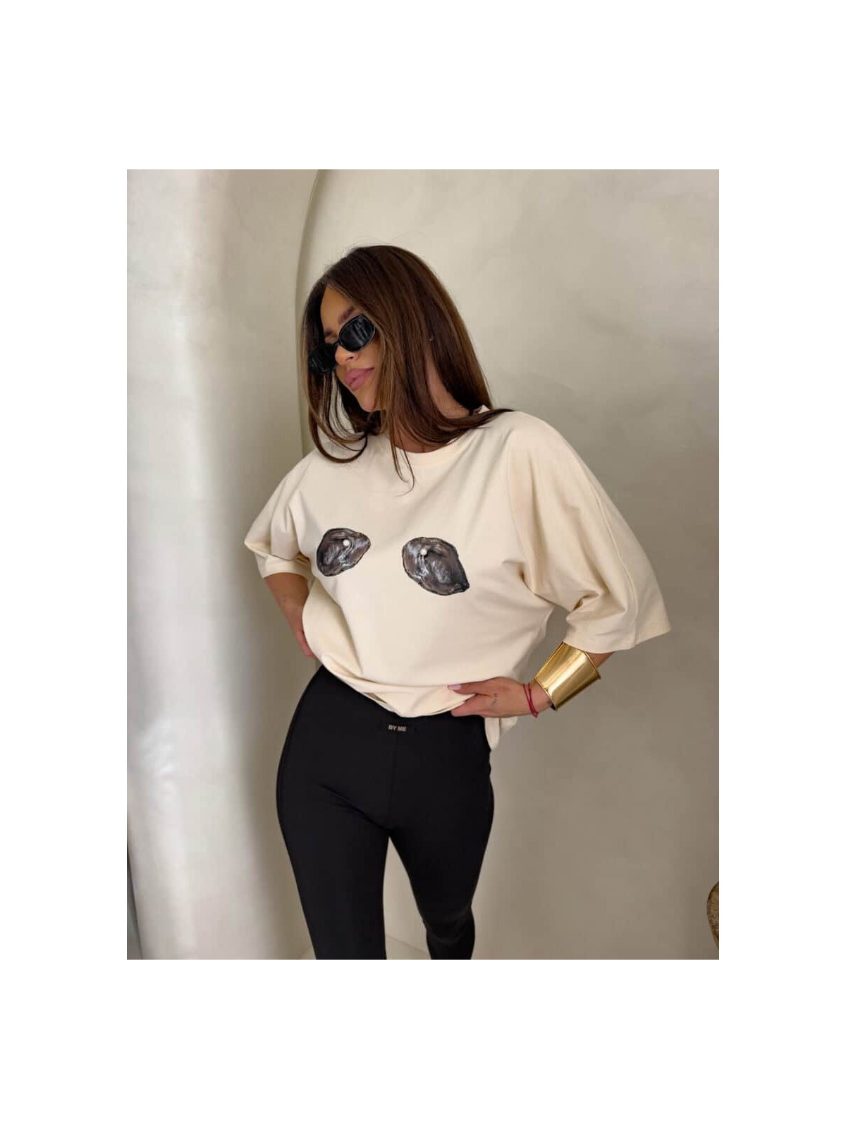 T-shirt MUSSELS – jasny beż