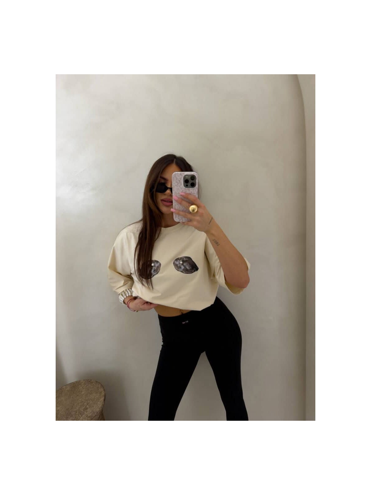 T-shirt MUSSELS – jasny beż