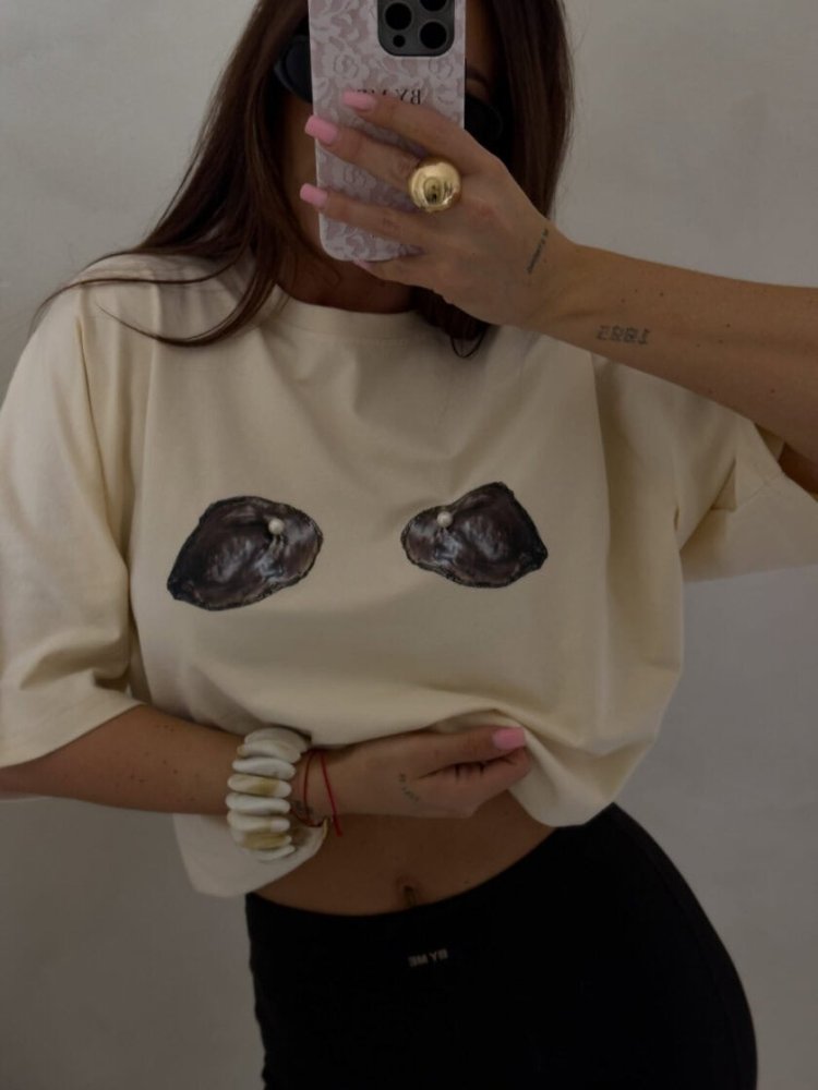 T-shirt MUSSELS – jasny beż