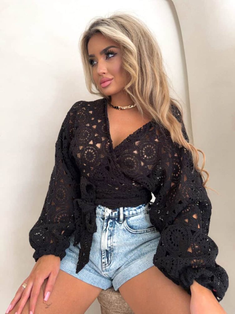 Kimono AŻUROWE koła – czarne