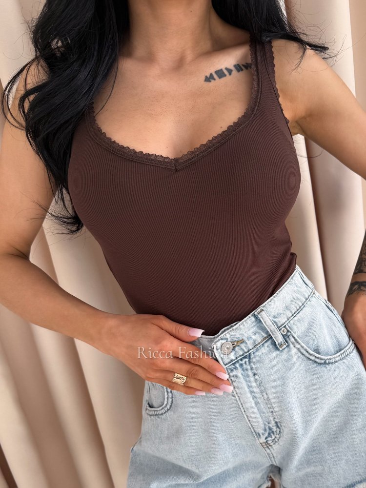 Bluzka/top VELLA, chocolate