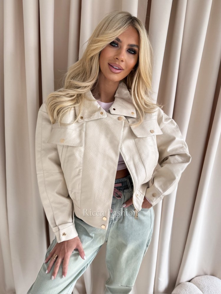 Kurtka skórzana IBIZA , beige