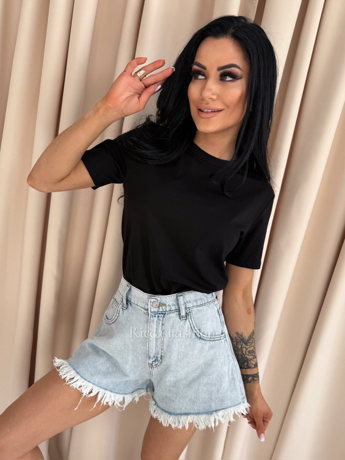 T-shirt bawełniany ELIN, black