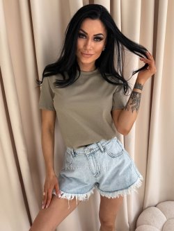 T-shirt bawełniany ELIN, khaki