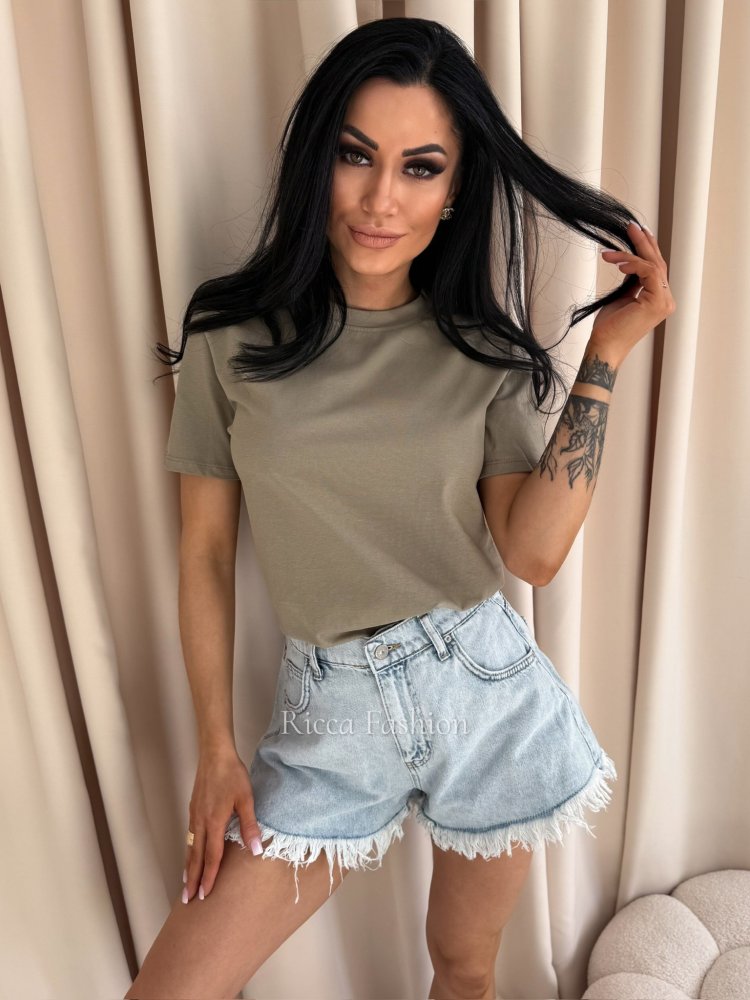 T-shirt bawełniany ELIN, khaki