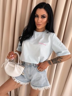 T-shirt bawełniany LIVORA, baby blue