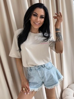 T-shirt bawełniany LIVORA, beige