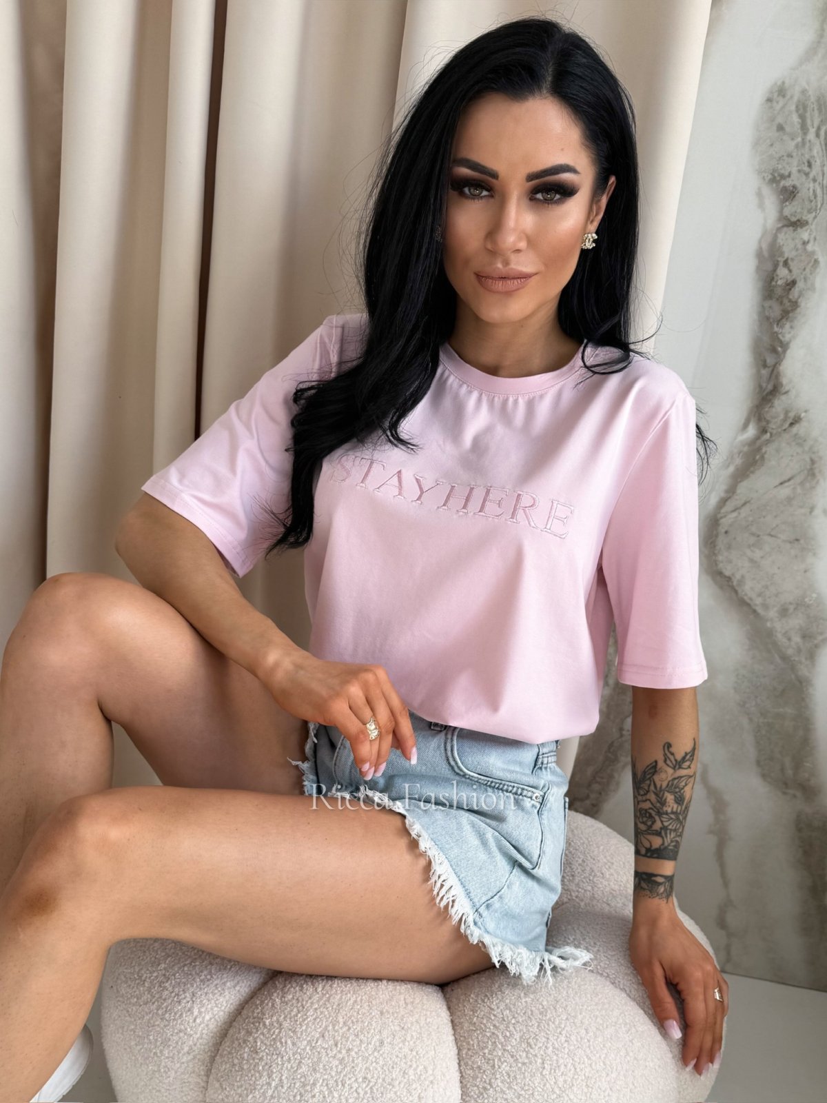 T-shirt bawełniany OLIMPIA, sweet pink