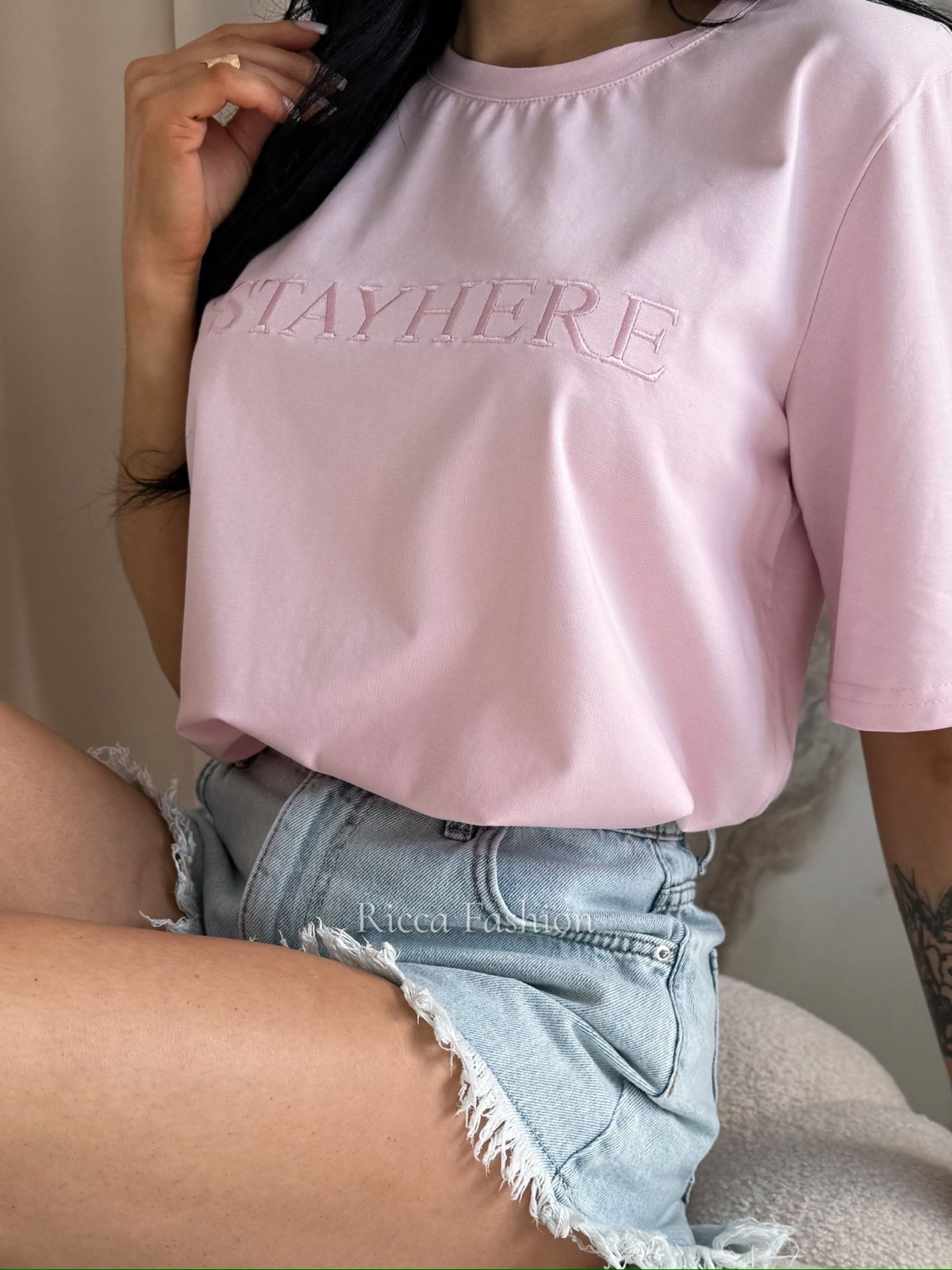 T-shirt bawełniany OLIMPIA, sweet pink