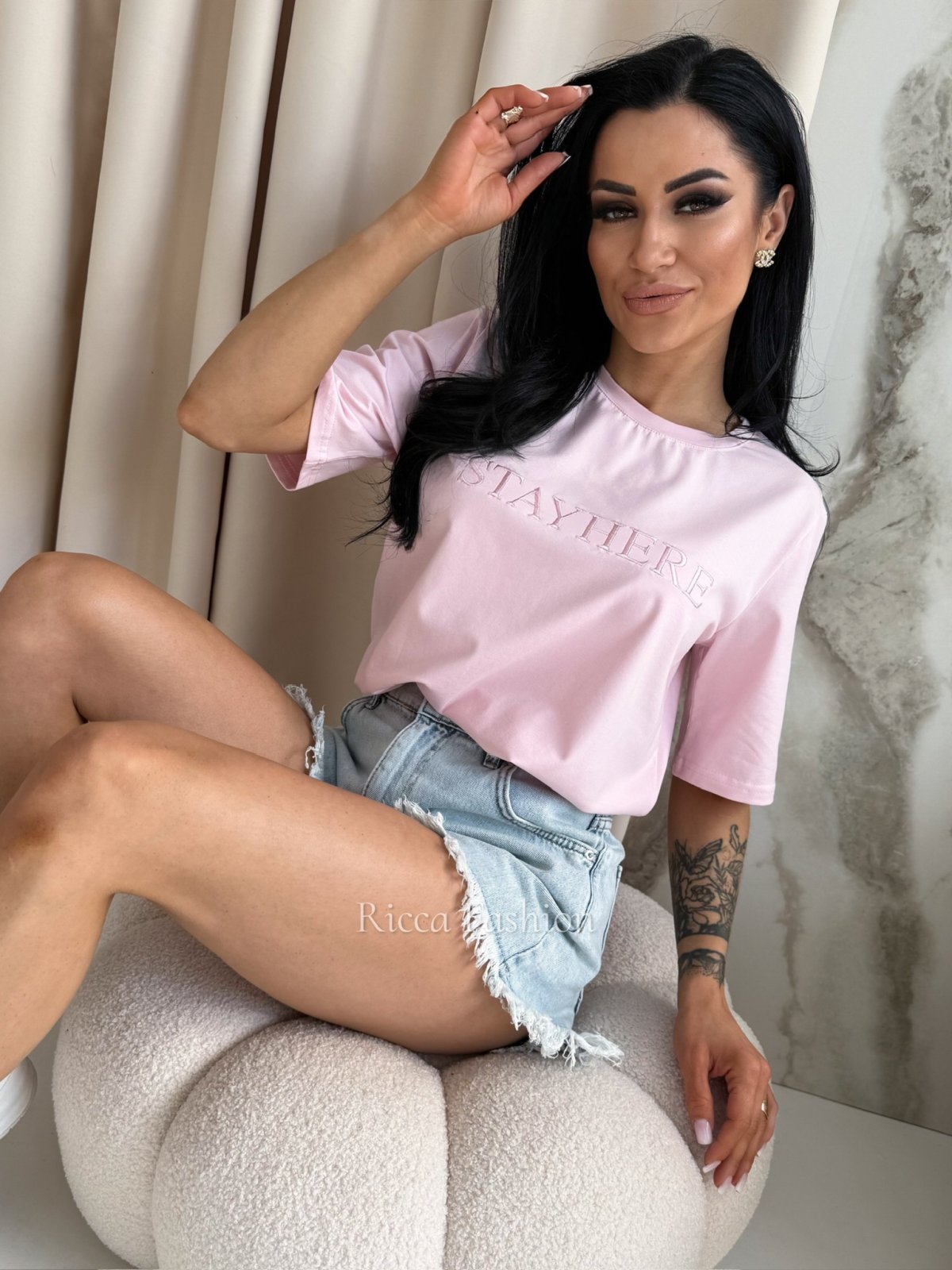 T-shirt bawełniany OLIMPIA, sweet pink