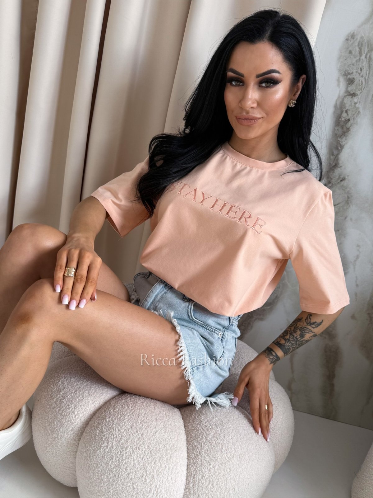 T-shirt bawełniany OLIMPIA, peach