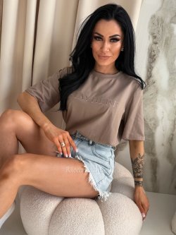 T-shirt bawełniany OLIMPIA, mocca