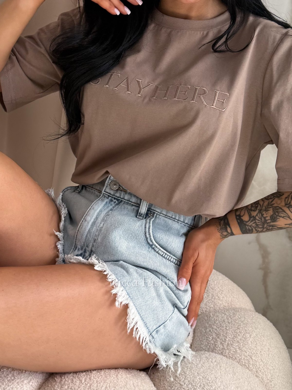 T-shirt bawełniany OLIMPIA, mocca