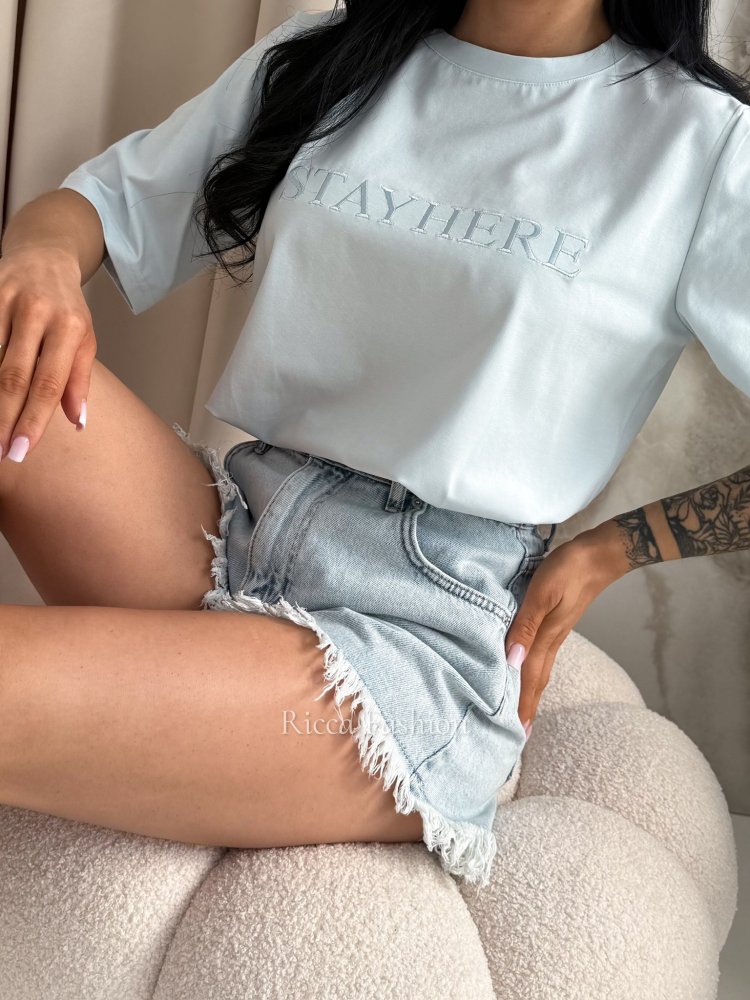 T-shirt bawełniany OLIMPIA, baby blue