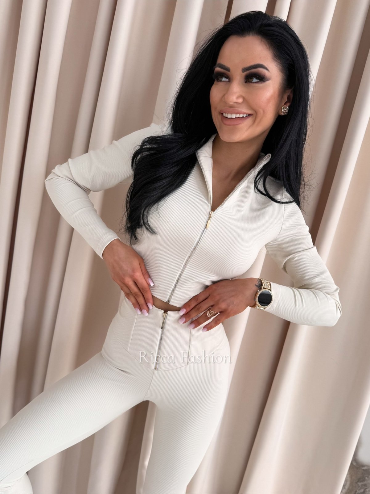 Komplet bluzka + legginsy AURELIA, beige