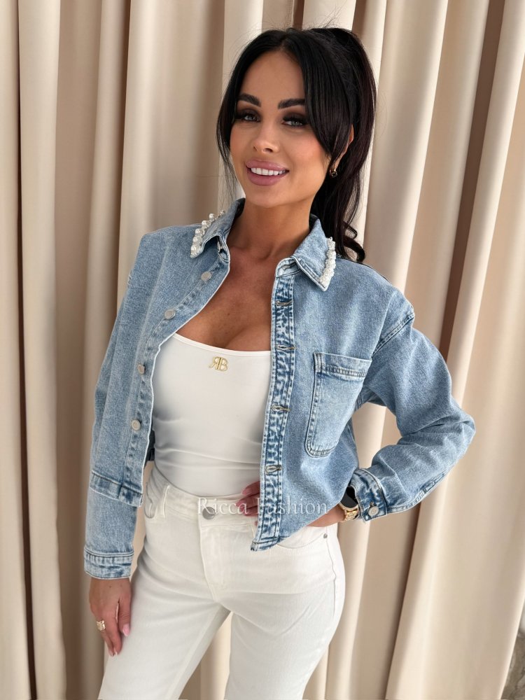 Katana jeansowa z ozdobnymi...