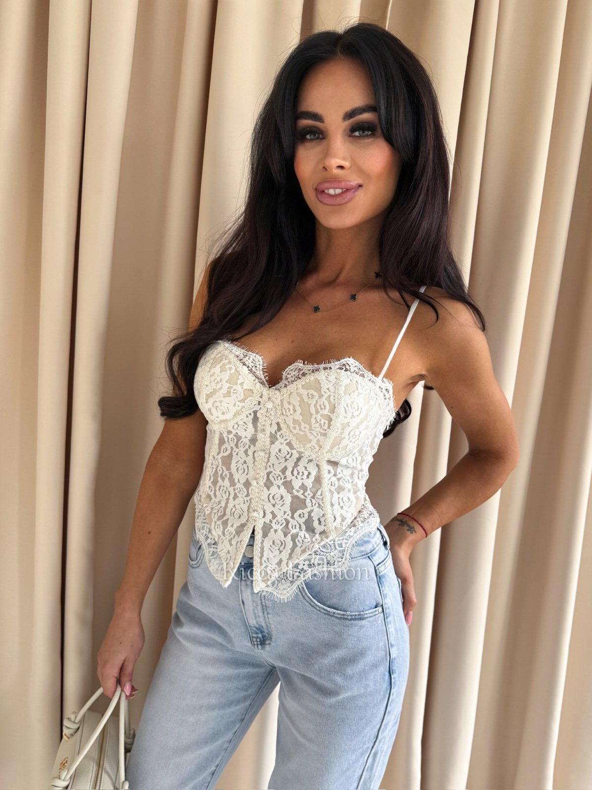 Gorset koronkowy CALSITA, ecru/beige