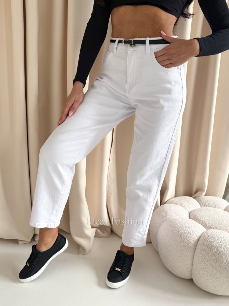 Spodnie mom fit LIMBO, white