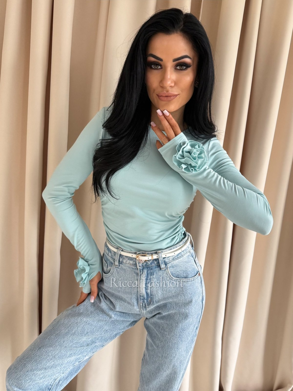 Bluzka z wiskozą premium ROSINA, soft mint