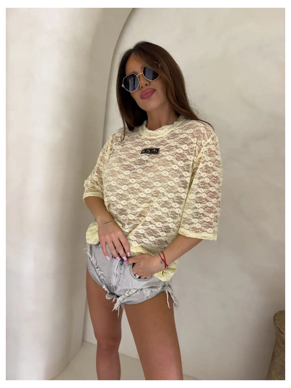Bluzka MARMARIS koronka print little flowers – bananowa