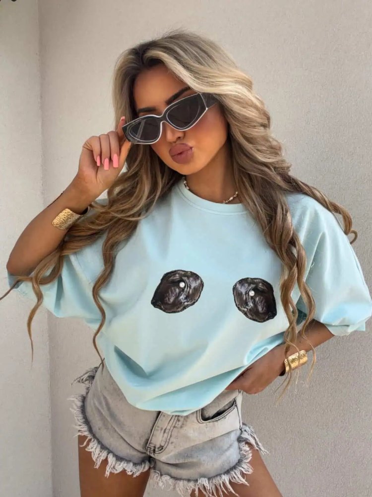 T-shirt MUSSELS – błękitny