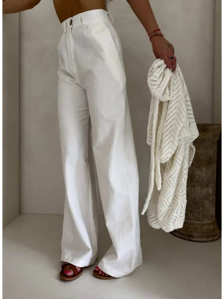 Spodnie SIMPLE bawełna – ecru