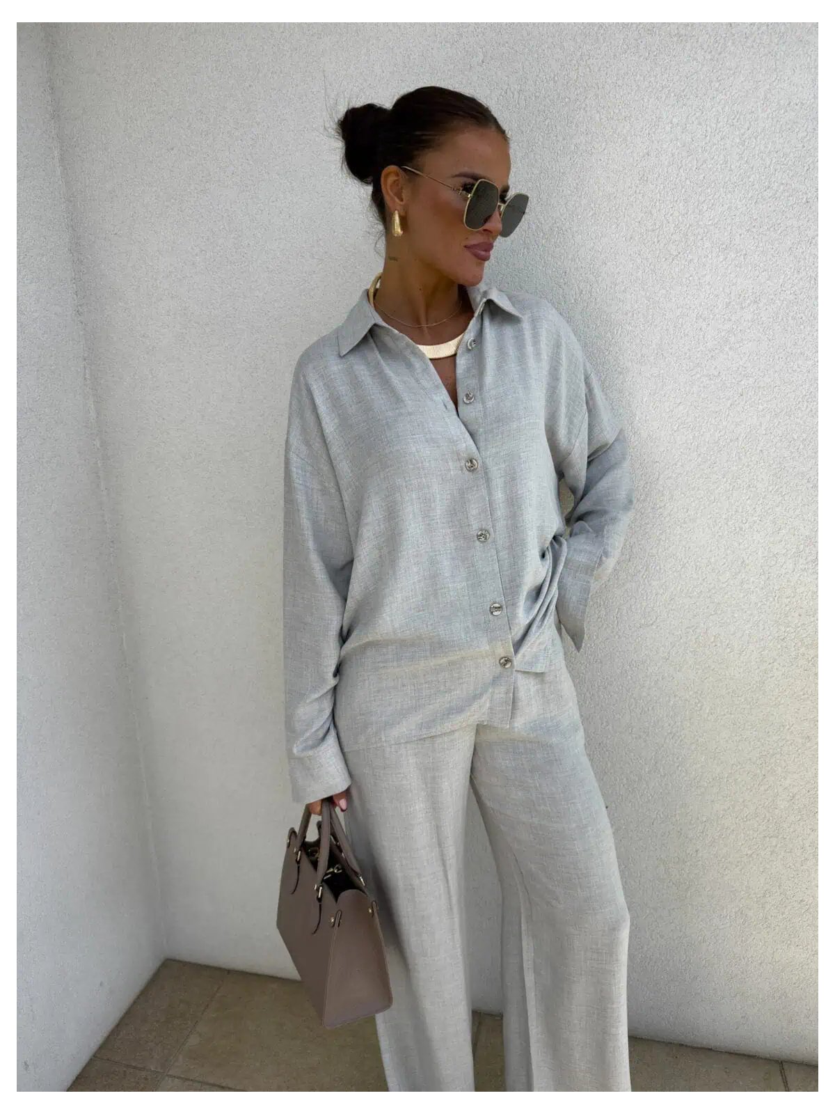 Koszula OVER SPRING natural – szara