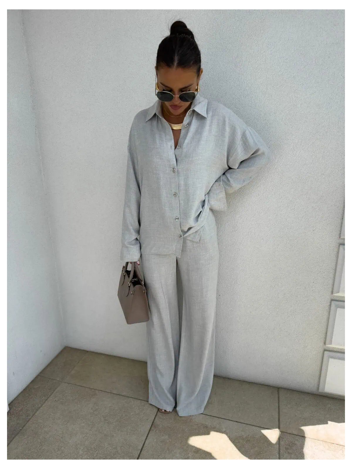 Koszula OVER SPRING natural – szara