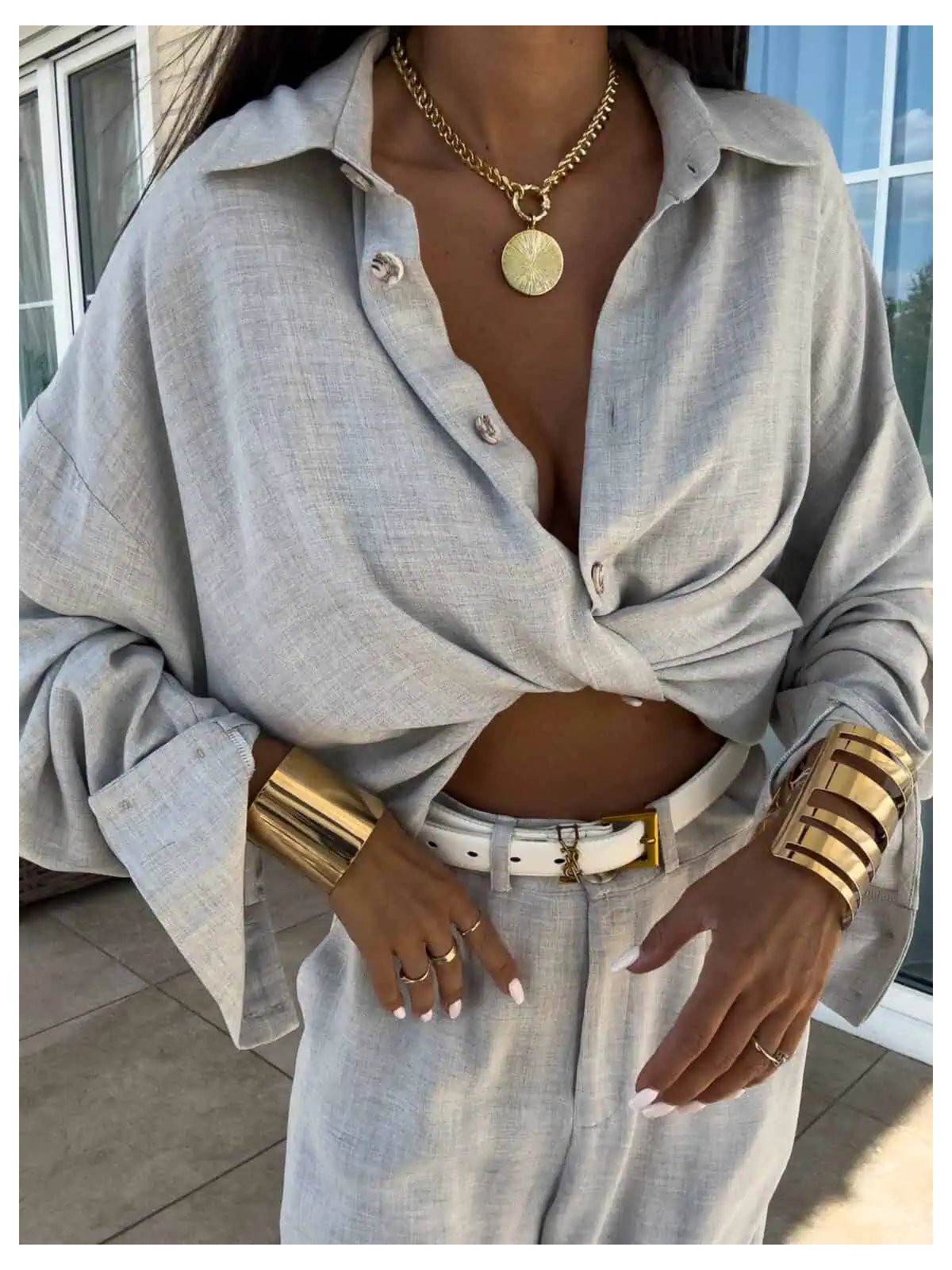 Koszula OVER SPRING natural – szara