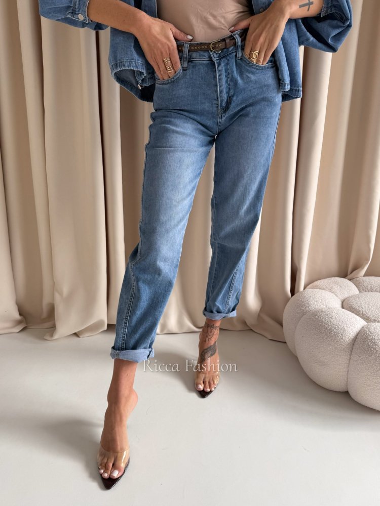 Spodnie mom fit LORENA, blue