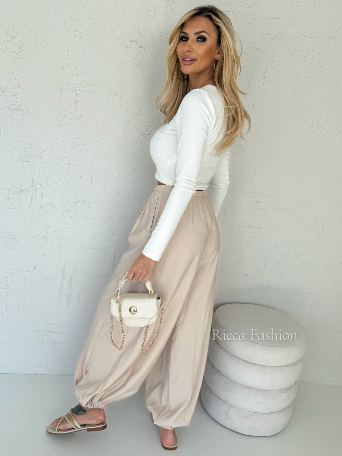 Spodnie alladynki PEARL, beige